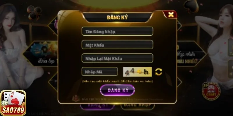 Điền các thông tin cần thiết để đăng ký tại Sao 789 