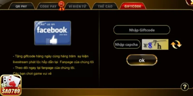 Nhập mã quà tặng - Nạp tiền thành công