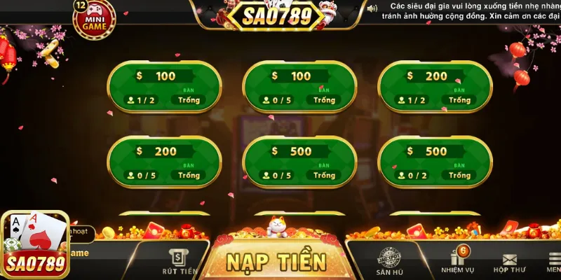 Chiến thuật chọn bàn cược Sâm Sao789