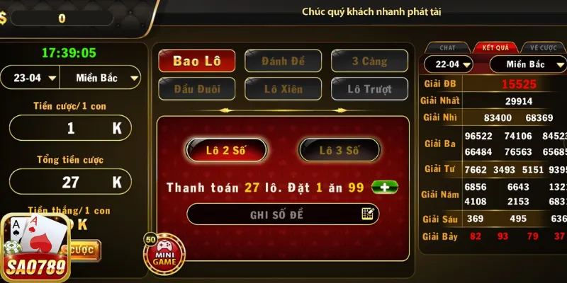 Cược bao lô 3 miền Sao 789